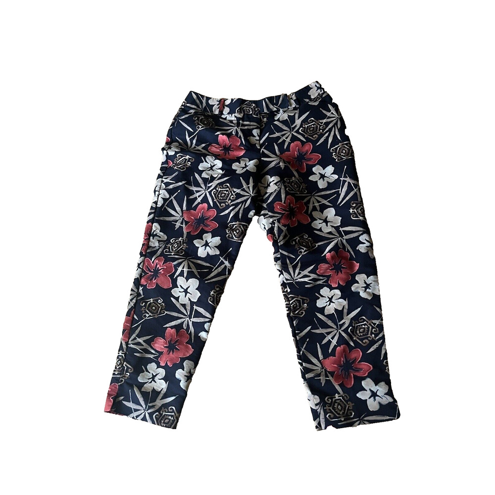 Talbots Collection Floral Pants Silk Blend Size 14 Front Pockets Fall Colors